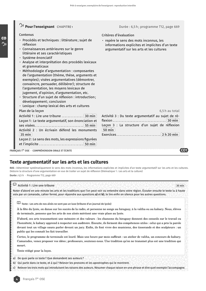 Échantillon Français Tle OSE, page 5 sur 16