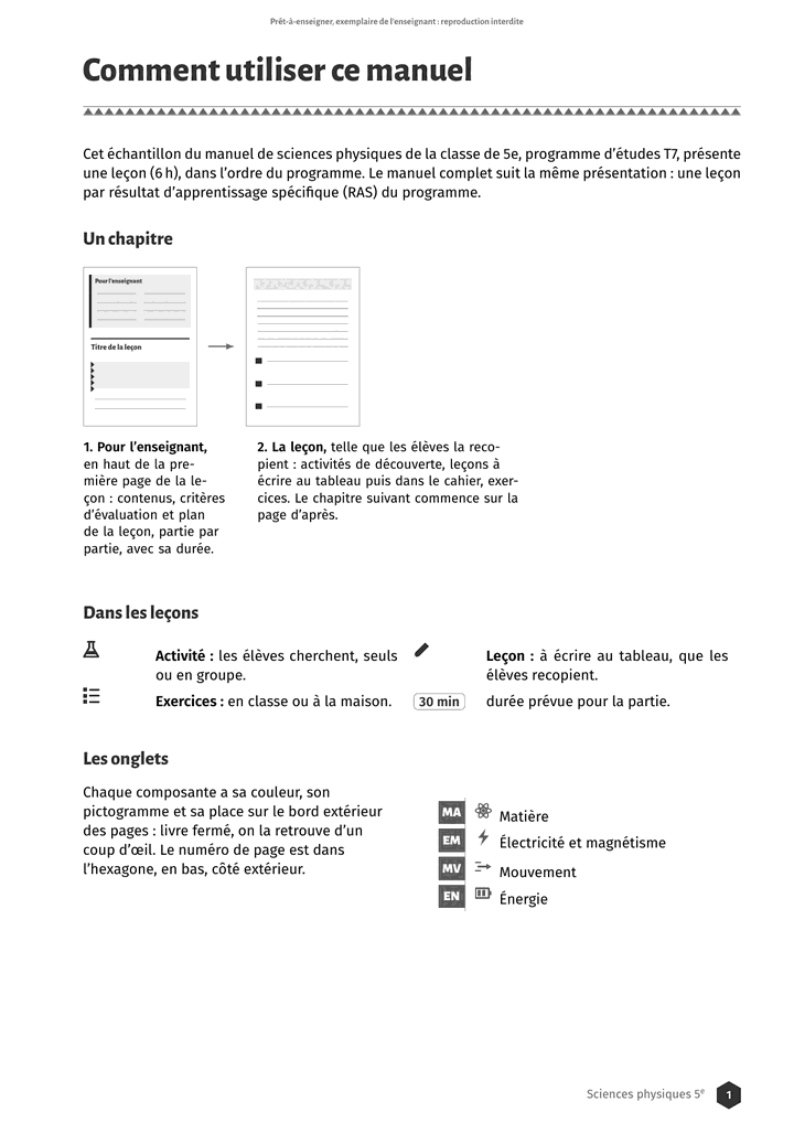 Échantillon Sciences physiques 5e, page 2 sur 10