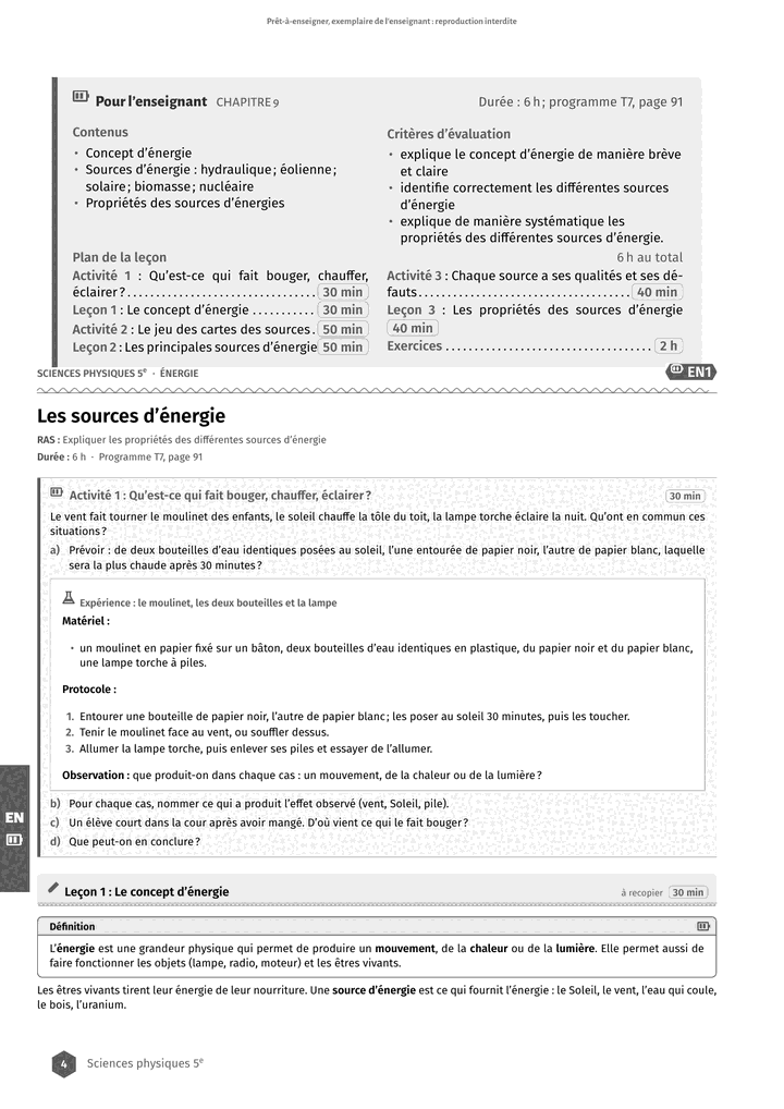 Échantillon Sciences physiques 5e, page 5 sur 10